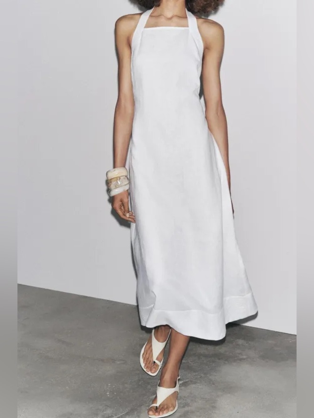 ZARA 100% linen white halter dress, ZW collection. XS NWT